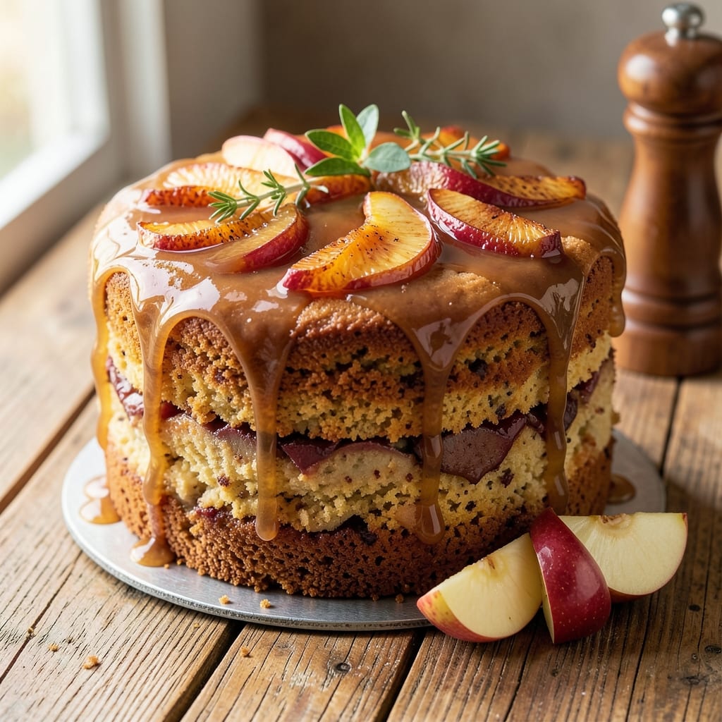 Apple Harvest Pound Cake With Caramel Glaze Recipe: Spiced Apple Streusel Crown Over Gooey Glaze
