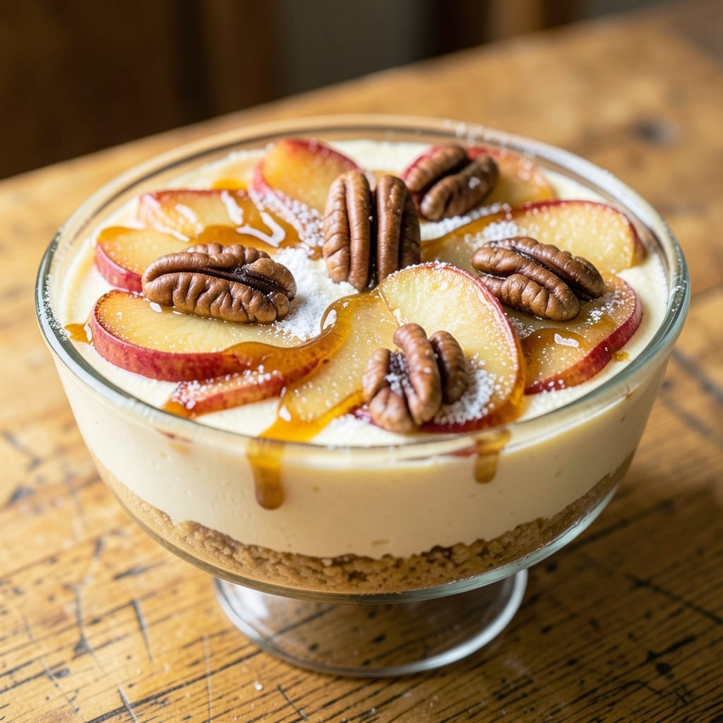 Apple Caramel Pecan Cheesecake Recipe: Caramelized Apple Swirls and Nutty Crunch Top