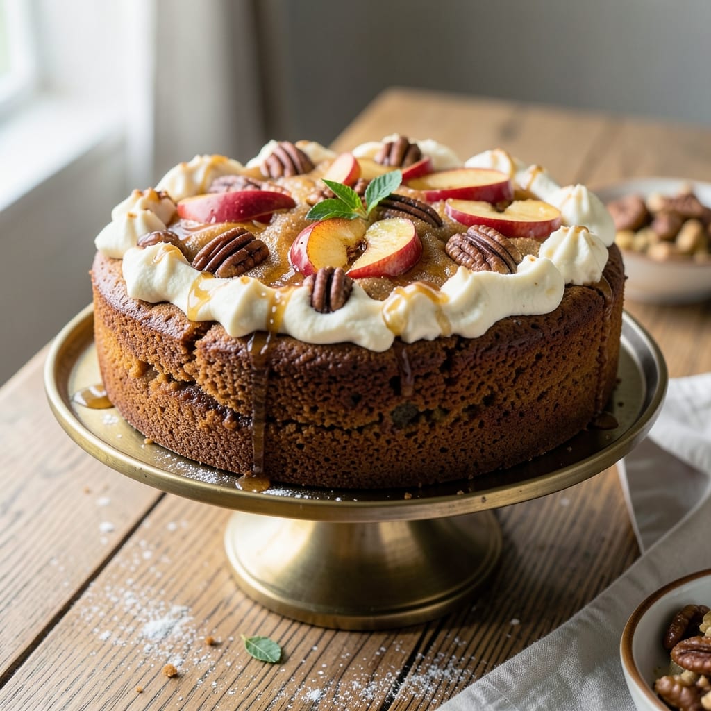 Apple Walnut Spice Cake Recipe: Crunchy Top and Warm Apple Filling Fusion