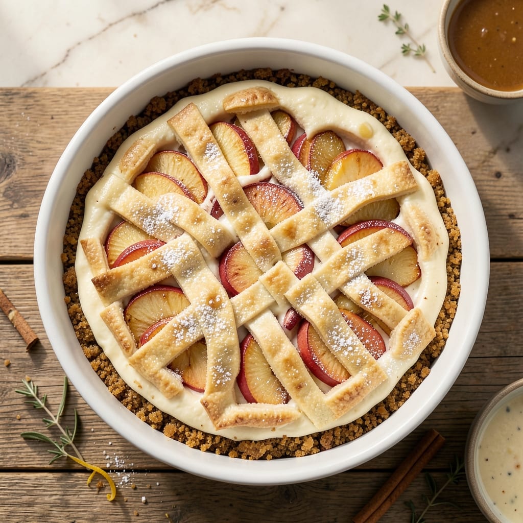 Baked Apple Pie Cheesecake Recipe: Warm Spice Crunch Meets Silky Apple Filling