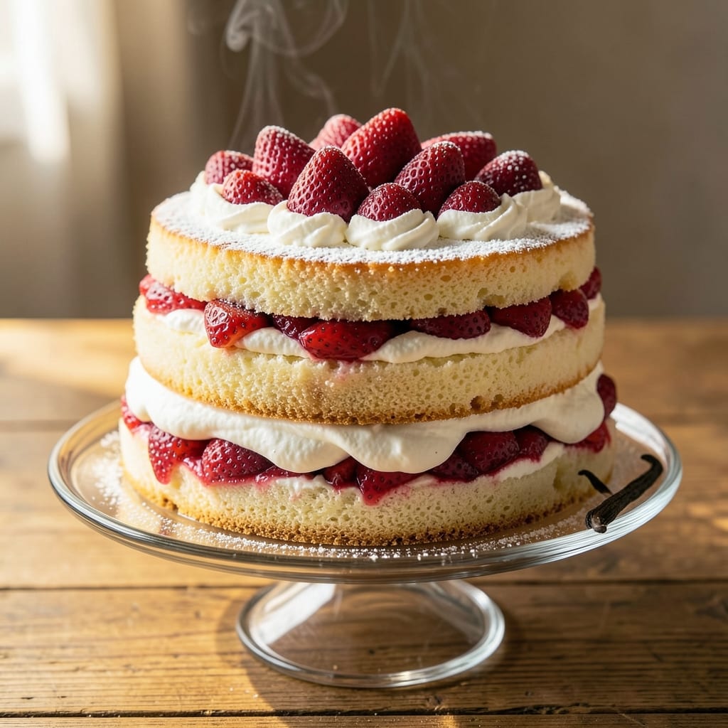 Ambrosia Fresh Strawberry Cake Recipe: Layered Creamy Fruit and Vanilla Bean Magic