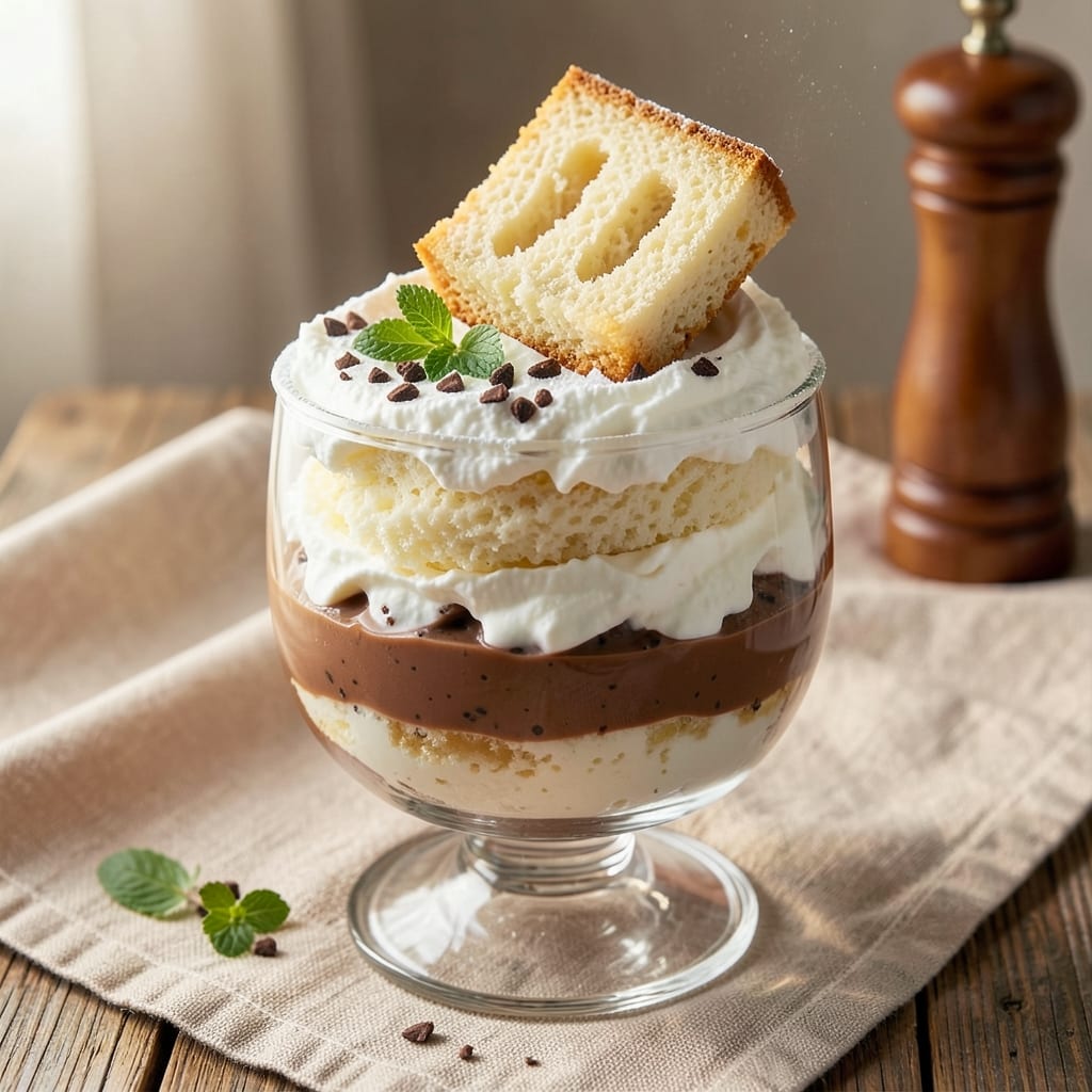 Angel Food Cake and Chocolate Pudding Recipe: Layered Dessert Magic in One Bowl
