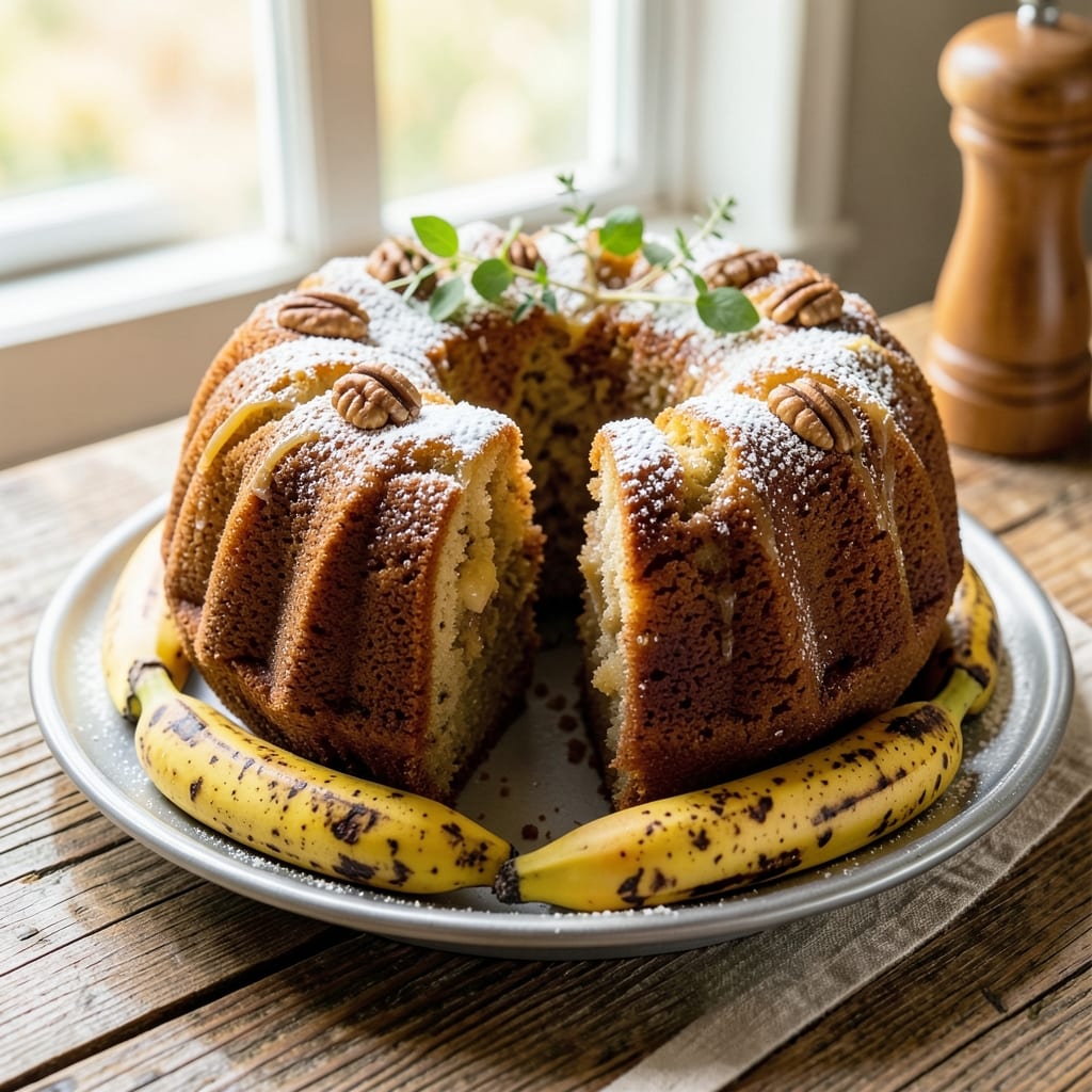 Banana Cake Bundt Pan Recipe: Swirled Vanilla Glaze and Caramelized Top Magic