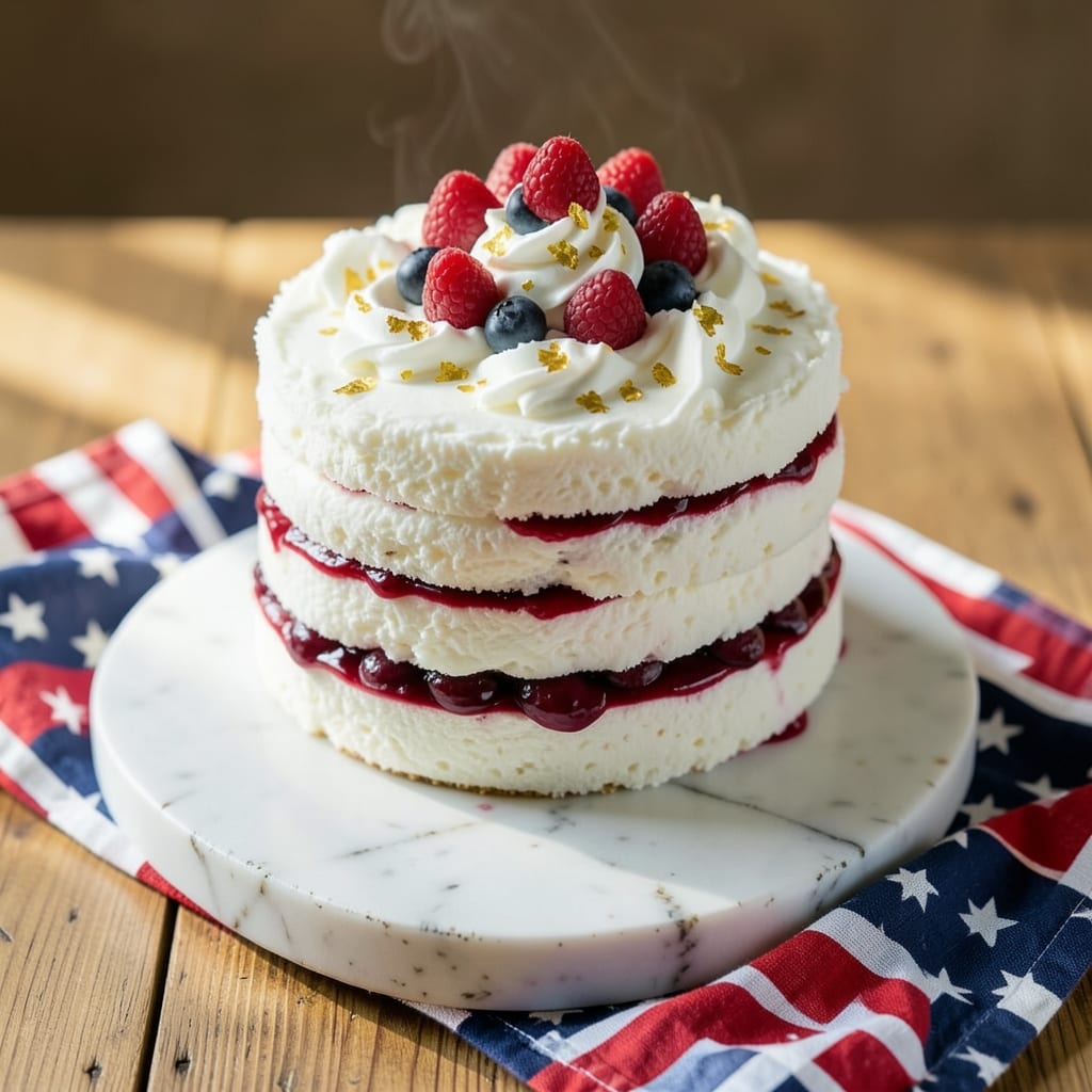 Angel Food Cake Recipe for 4th of July: Patriotic Red, White, and Blue Swirls