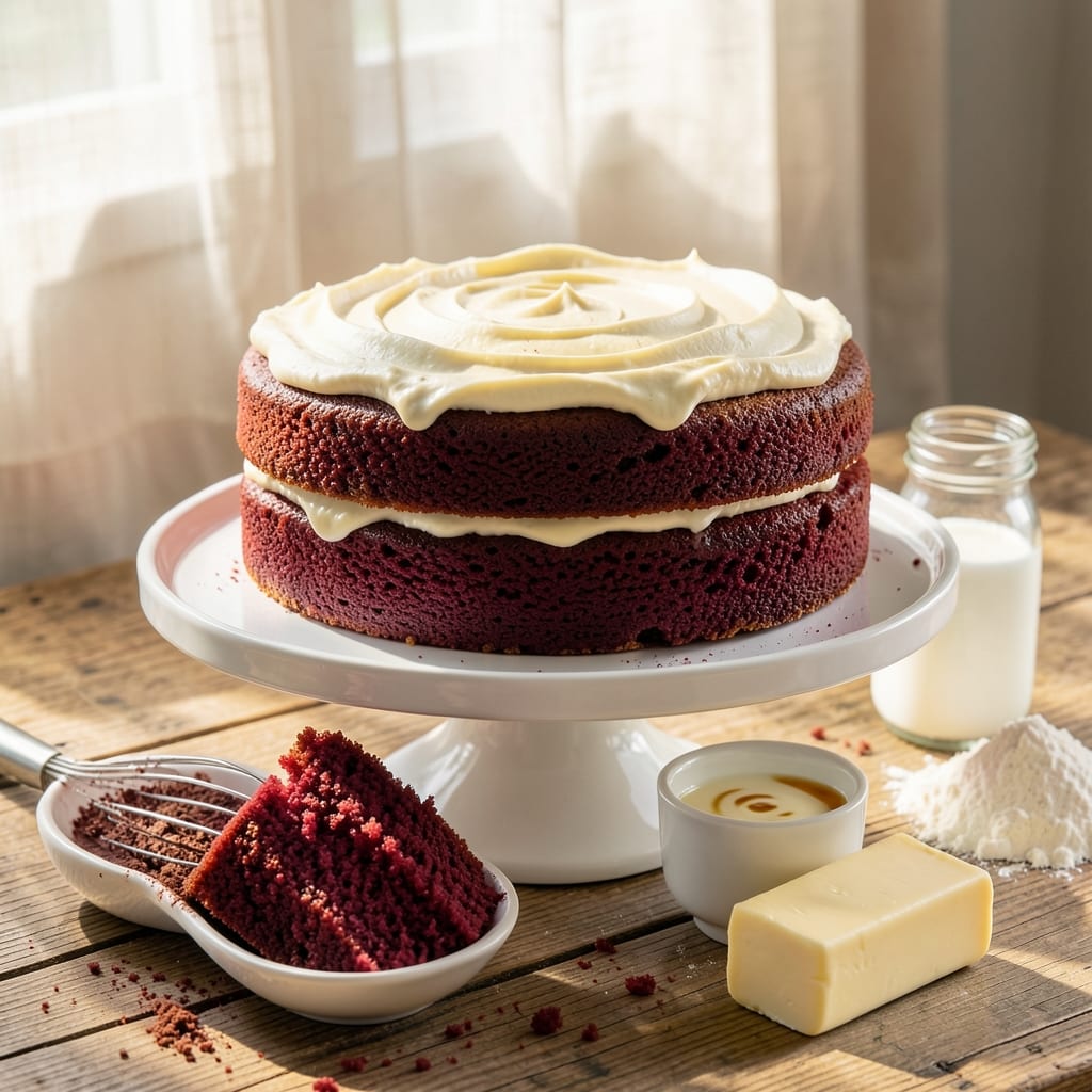 Amish Red Velvet Cake Recipe: Buttermilk-Infused Richness With Cream Cheese Frosting Swirls