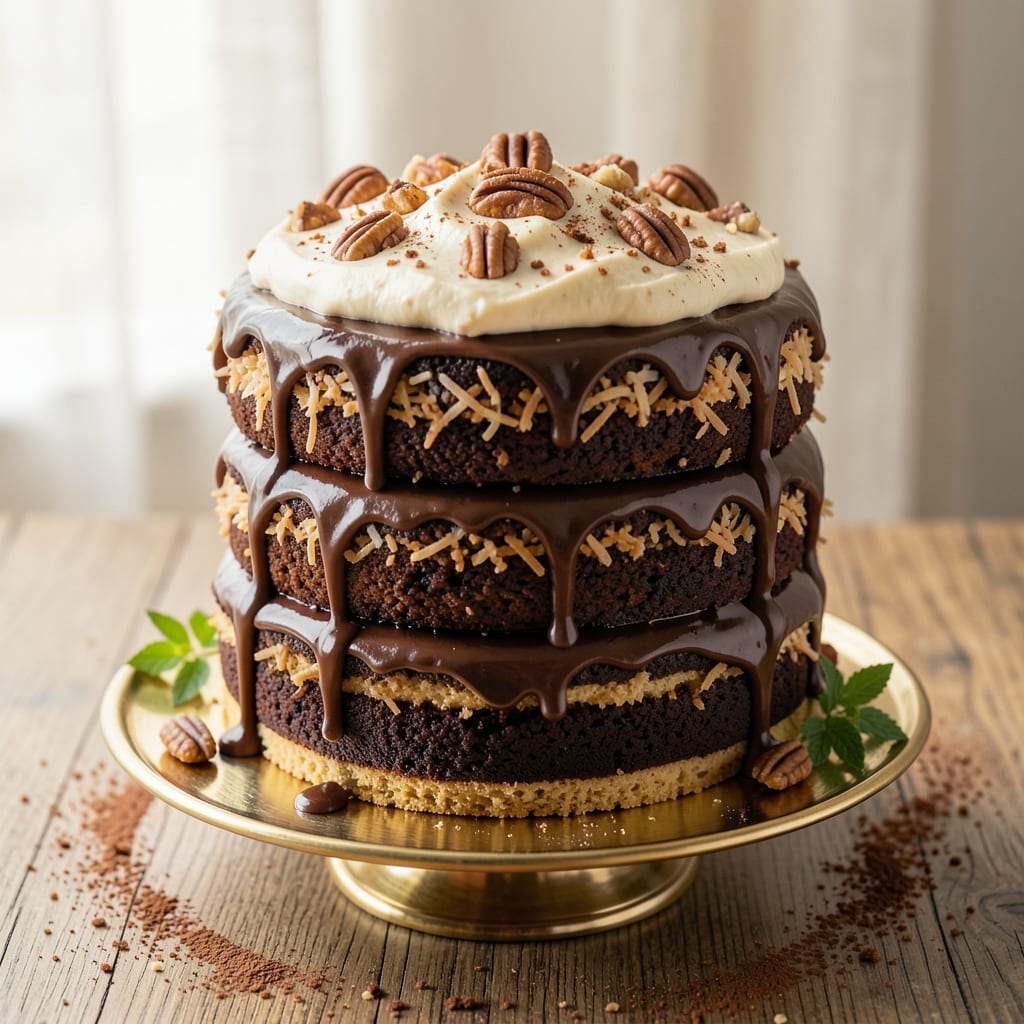 Baker's Secret German Chocolate Cake Recipe: Double-Layered Richness With Pecan Streusel Crown