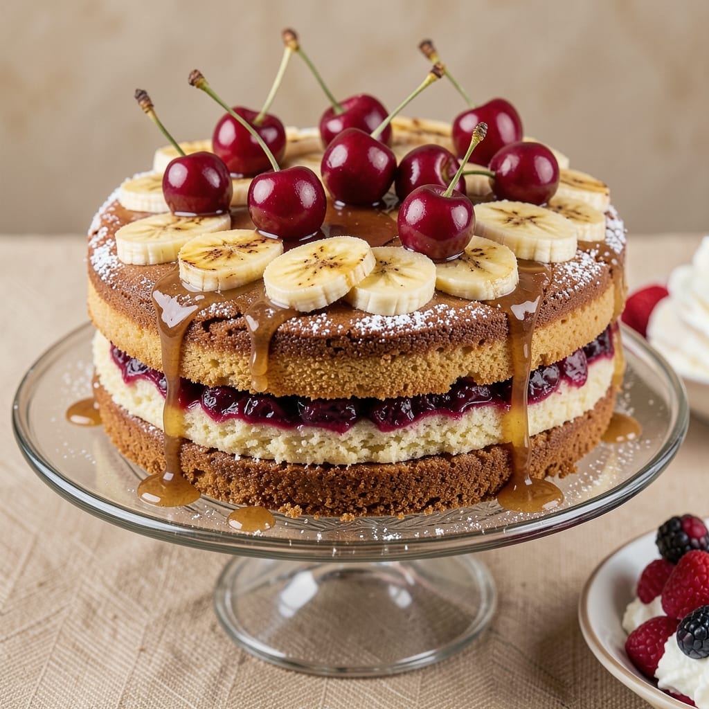 Banana and Cherry Cake Recipe: Sweet-Tart Layers With Buttery Streusel Crown