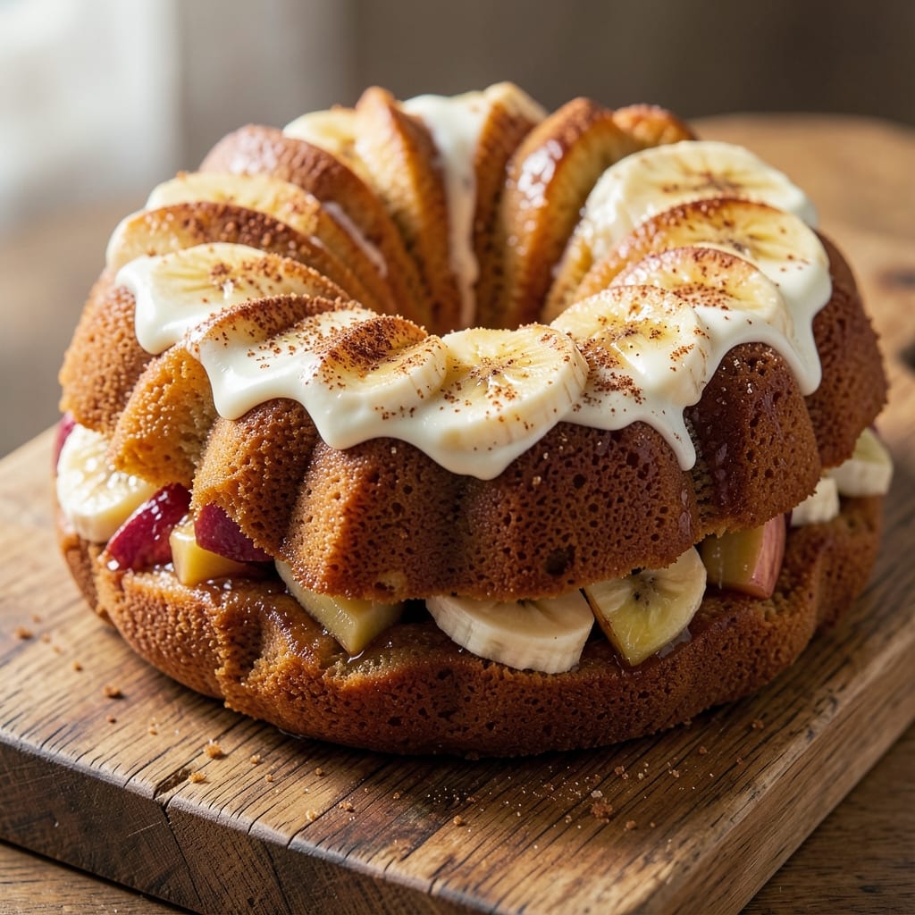 Apple Banana Bundt Cake Recipe: Spiced Fruit Swirls and Buttery Streusel Crunch