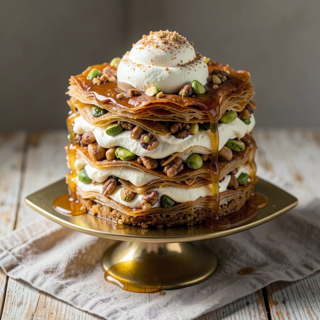 Baklava Ice Cream Cake Recipe: Crunchy Phyllo Layers With Nutty Filling Magic