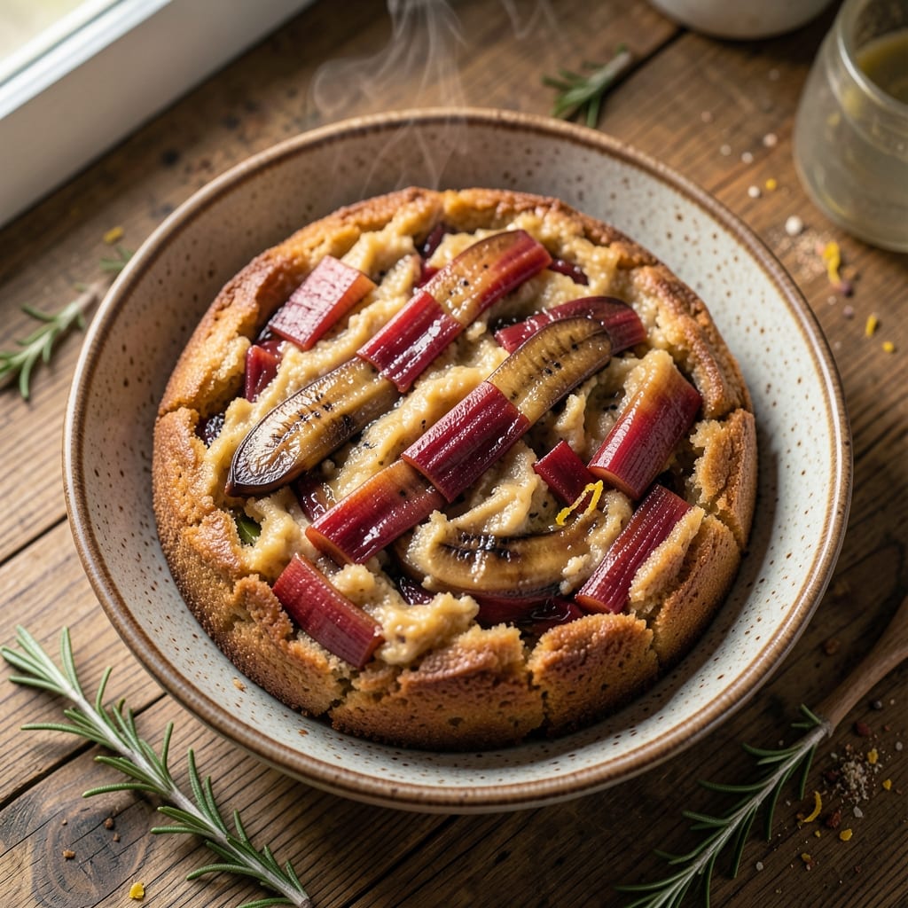 Banana and Rhubarb Cake Recipe: Tart-Sweet Balance With Buttery Streusel Top