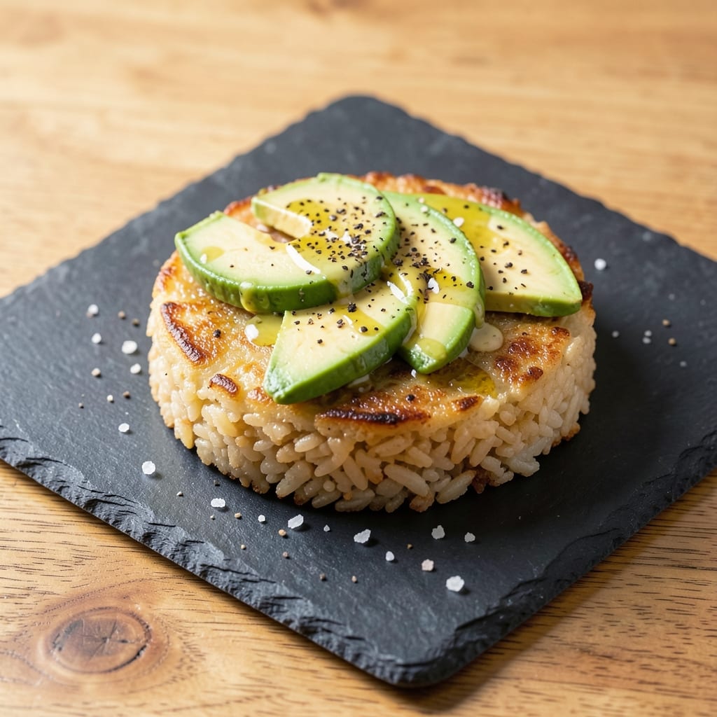 Avocado Rice Cake Recipe: Crunchy Top, Creamy Avocado Heart