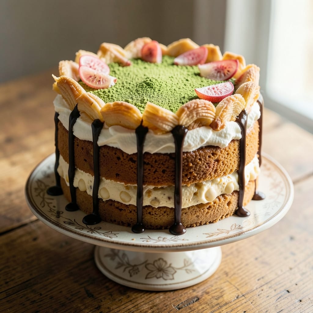 Asian Style Cake Recipe: Matcha White Chocolate Swirl Delight